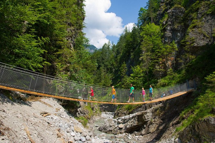 Wanderer auf Brücke