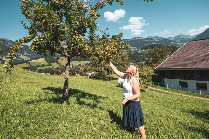 Frau beim Pflücken